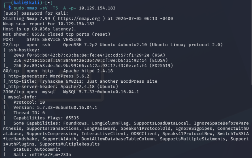 Escaneo inicial de puertos de Nmap
